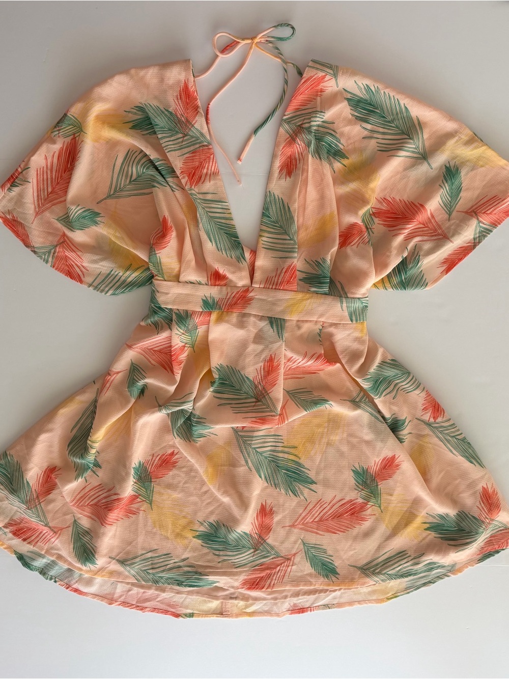 Pastel tropical resort deep-v mini dress | Adult XXL